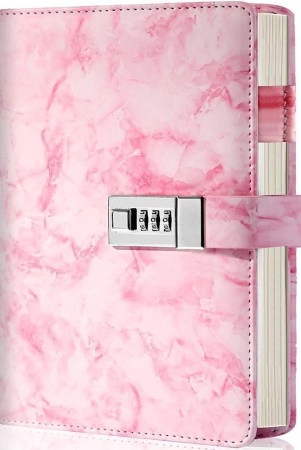 geeo-marble-diary-journal-with-locks-for-girls-and-women-secret-diaries-journal-with-code-lock-a5-marble-notebooks-with-combination-lock-pu-leather-cover-diary-notebook-pink