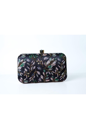 black-with-antique-golden-color-golden-beaded-hand-embroided-clutch-cum-sling-bag