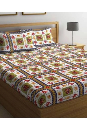 uniqchoice-cotton-double-bedsheet-with-2-pillow-covers-240-cm-x-215-cm-orange