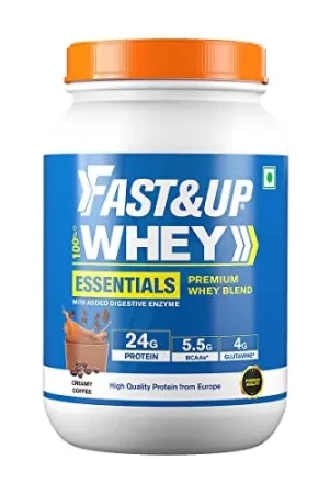 fastup-essentials-whey-protein-isolate-blend-creamy-coffee-flavour-30-servings-24g-protein-55g-bcaa-4g-glutamine-21-lbs-960gm