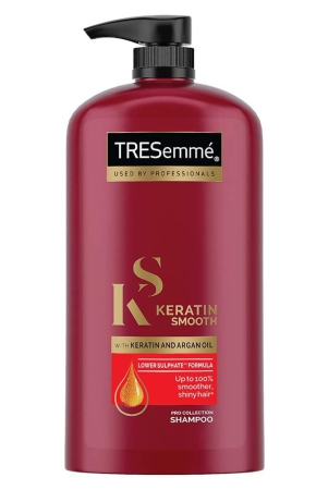 Tresemme Keratin Smooth, Shampoo for Straighter, Shinier Hair, with Keratin & Argan Oil, Nourishes Dry Hair, Controls Frizz , for Men & Women 1 LTR