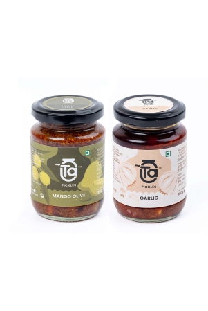 ta-pickles-mango-olive-garlic-pickle-150g-pack-of-2-combo-made-with-cold-pressed-oil-homemade-traditional-indian-taste-natural-no-pre