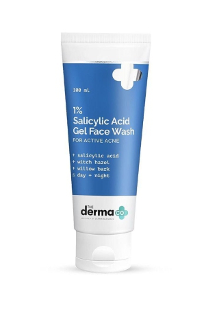 The Derma Co 1% Salicylic Acid Gel Face Wash With Salicylic Acid & Witch Hazel For Active Acne - 100 Ml