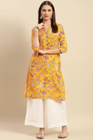 rangita-women-100-cotton-yellow-floral-printed-knee-length-straight-kurti-none