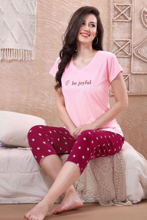 gudnini-white-star-printed-hosiry-cotton-capri-set-pink-l-pink-hosiery