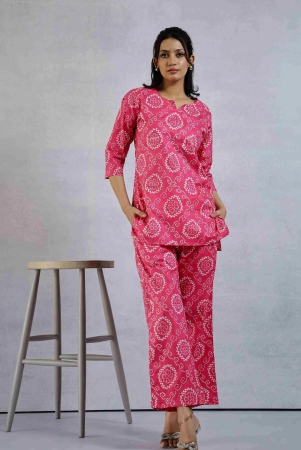 plus-size-dark-pink-floral-printed-cotton-loungewear-set-4xl