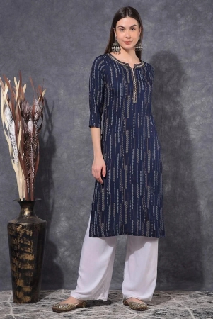 mamoose-cotton-blend-self-design-straight-womens-kurti-blue-pack-of-1-none