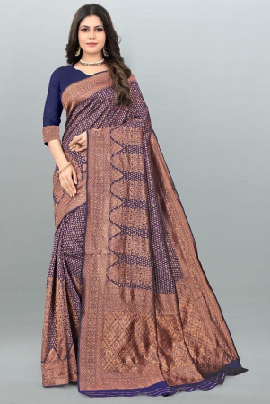 om-shantam-sarees-navy-blue-banarasi-silk-saree-with-blouse-piece-pack-of-1-navy-blue