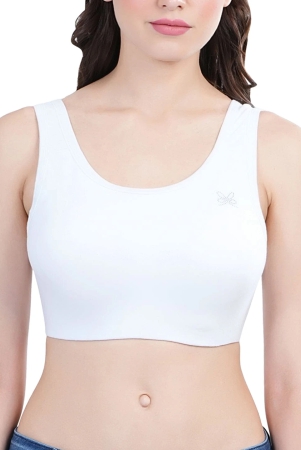 lacyluxe-womens-seamless-non-padded-sports-bra-36b-white-cotton-spandex-blend-single-jersey-knit