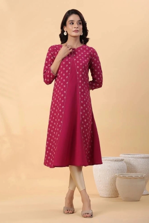 janasya-crepe-printed-flared-womens-kurti-wine-pack-of-1-none