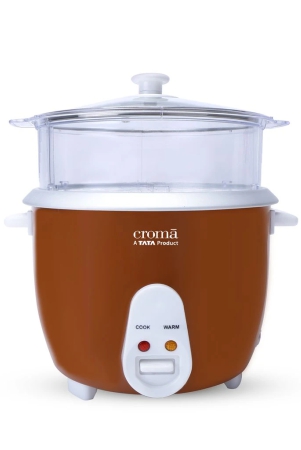 croma-18-litre-electric-rice-cooker-steamer-with-keep-warm-function-brown