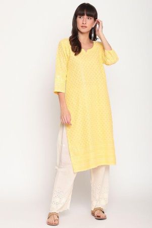 queenley-yellow-cotton-womens-straight-kurti-pack-of-1-3xl