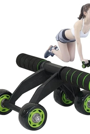 anti-skid-double-wheel-ab-roller-exerciser-for-total-body-workout-with-steel-handle-and-knee-mat-unisex-fitness-equipment-for-men-and-women-4-wheel-green-pack-of-1