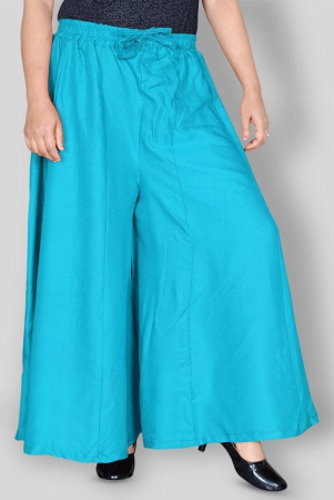 Sttoffa - Turquoise Rayon Flared Women's Palazzos ( Pack of 1 ) - None