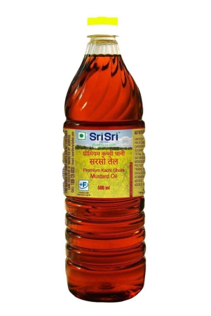 Sri Sri Tattva Premium Kachi Ghani Mustard Oil Bottle, 500ml