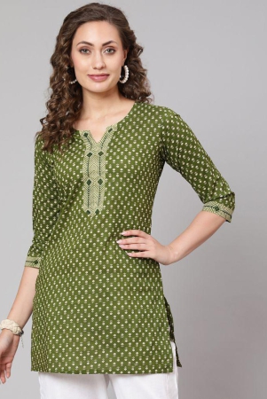 antaran-cotton-printed-straight-womens-kurti-green-pack-of-1-none