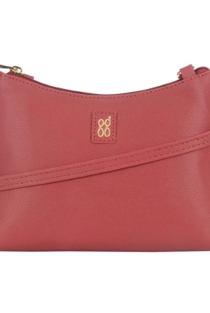 baggit-red-faux-leather-sling-bag-red