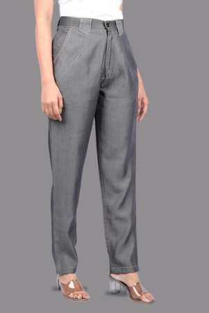 Denim pant for women western wear pant and party wear stylish pants Grey Cotton Denim Silk Pant (OTL-PNT-1003)-Grey / XXL