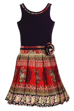 girls-black-red-printed-fit-and-flare-dress-none