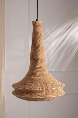 Earth Pendant Lamp - Cotton Crochet Pendant Light, Handcrafted Weaves, Sturdy Construction Hanging Light-Black