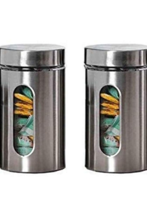 Femora Femora Glass Window Jar for Kitchen Storage Kitchen Storage Jars with Glass Window, 1000 ml, Set of 2, Free Replacement of Lids