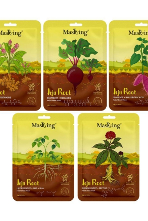 MasKing Jeju Root face sheet mask combo for skin Inflammatory, Anti-aging & Nourishing, Ideal for men and women, Pack of 5