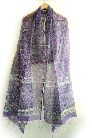 india-scarves-bagru-hand-block-floral-kota-doria-cotton-silk-purple-color-floral-dupatta