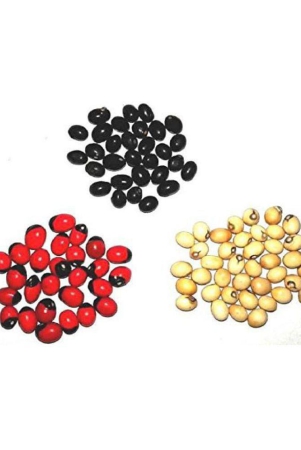 red-gunja-black-chirmi-white-gurinvida-beads-21-pieces-each-ratti-gumchi-madhuyastika-for-lakshmi-mahakali-and-saraswati