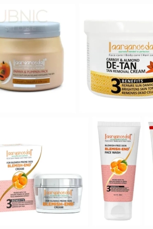 aryanveda-papaya-pumpkin-face-pack-blemish-end-cream-carrot-almond-de-tan-tan-removal-massage-cream-blemish-face-wash-combo