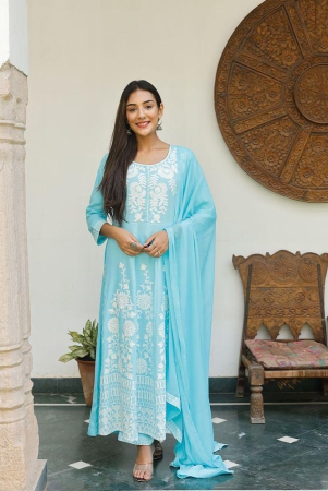 AMIRA'S INDIAN ETHNICWEAR - Blue Rayon Women's Stitched Salwar Suit ( ) - 3XL