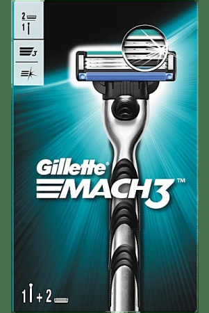 Gillette Mach 3 Razor For Men Handle + 2 Cartridges