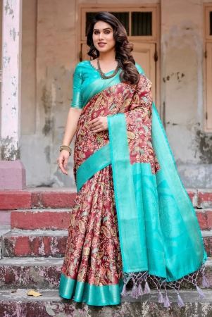 Pure Banarasi Silk Saree Weaved With Golden Zari Comes With Tassels