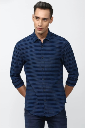 men-navy-super-slim-fit-stripe-full-sleeves-casual-shirt