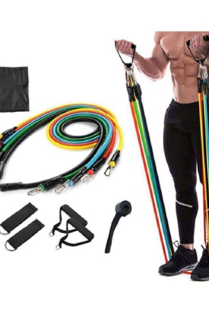 resistance-band-set-of-11-pcs-include-door-anchor-ankle-straps-handles-stackable-exercise-band-for-resistance-training-home-workout-multi-color