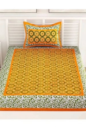 unique-choice-cotton-abstract-printed-single-bedsheet-with-1-pillow-cover-yellow-yellow