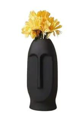 Crazy Sutra Matte Black Ceramic Face Planter | Face Flower Pot Head Planter - Perfect for Indoor decore -Living Room, Bedroom Dining Table, Home Decoration (6 Inch Height)