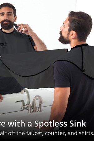 URBAN CREW The Official Beard Bib - Hair Clippings Catcher & Grooming Cape Apron Seen On Shark Tank - Black (Lite Version) (1Pc)
