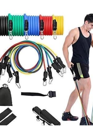 resistance-band-set-with-handles-portable-toning-tubes-with-door-anchor-bag-and-ankle-straps-included-set-11-pack-of-1-multi-color