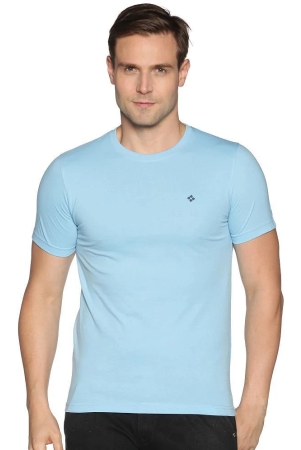 dollar-cotton-blend-regular-fit-solids-round-half-sleeves-blue-men-t-shirt-single-pack-none