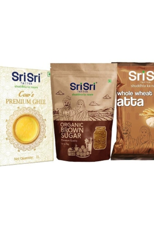 sri-sri-tattva-staple-basket-cows-premium-ghee-organic-brown-sugar-whole-wheat-atta