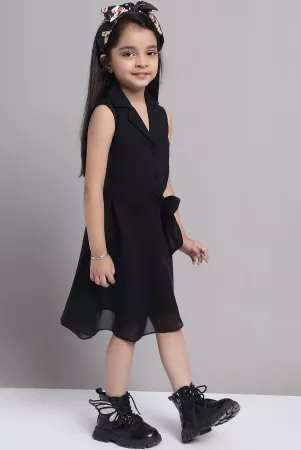 MINI & MING Girls V-Neck Sleeveless Georgette A-Line Dress