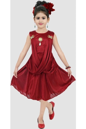 9stiches Satin Frock For Girls ( Pack of 1 , Maroon ) - None