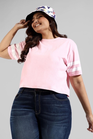 solid-stylish-shorts-sleeve-round-neck-top-pink-3xl