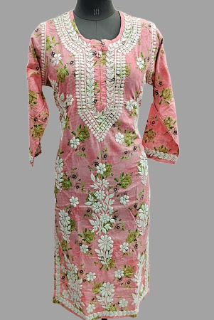 hand-embroidered-lucknowi-chikankari-mulmul-light-pink-phool-patti-design-kurti