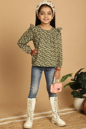 mini-ming-girls-floral-printed-round-neck-puff-sleeves-pleated-blouson-top