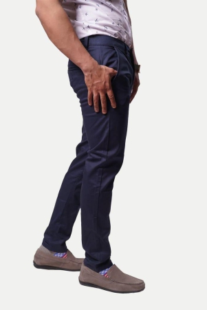 Mens Blue Solid Chinos Trousers