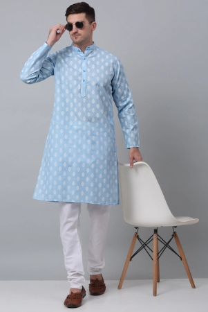 jompers-mens-sky-cotton-floral-printed-kurta-pyjama-set-xxl-blue