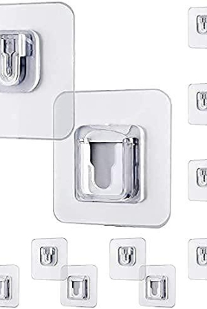 GOGA FASHION Wall Hooks 15lb(Max) Transparent Adhesive Hooks,Waterproof and Oilproof for Bathroom Kitchen Party Decoration Heavy Duty Self Adhesive Wall Hooks