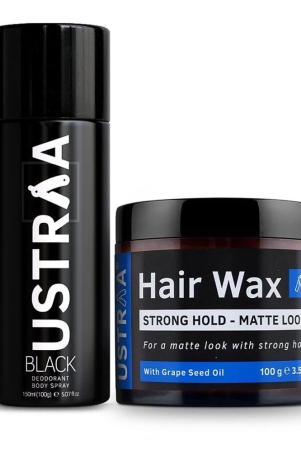 ustraa-black-deodorant-150ml-hair-wax-matt-look-strong-hold-100g