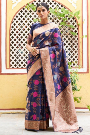 janasya-navy-blue-banarasi-silk-saree-with-blouse-piece-pack-of-1-navy-blue